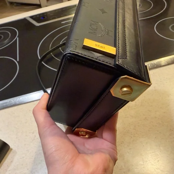 MCM Black Logo Trunk Crossbody with Gold Hardware - Picture 6 of 10